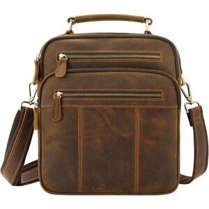 Leather Man Purse Shoulder Bag,Small Mens Crossbody Messenger Bags for Work